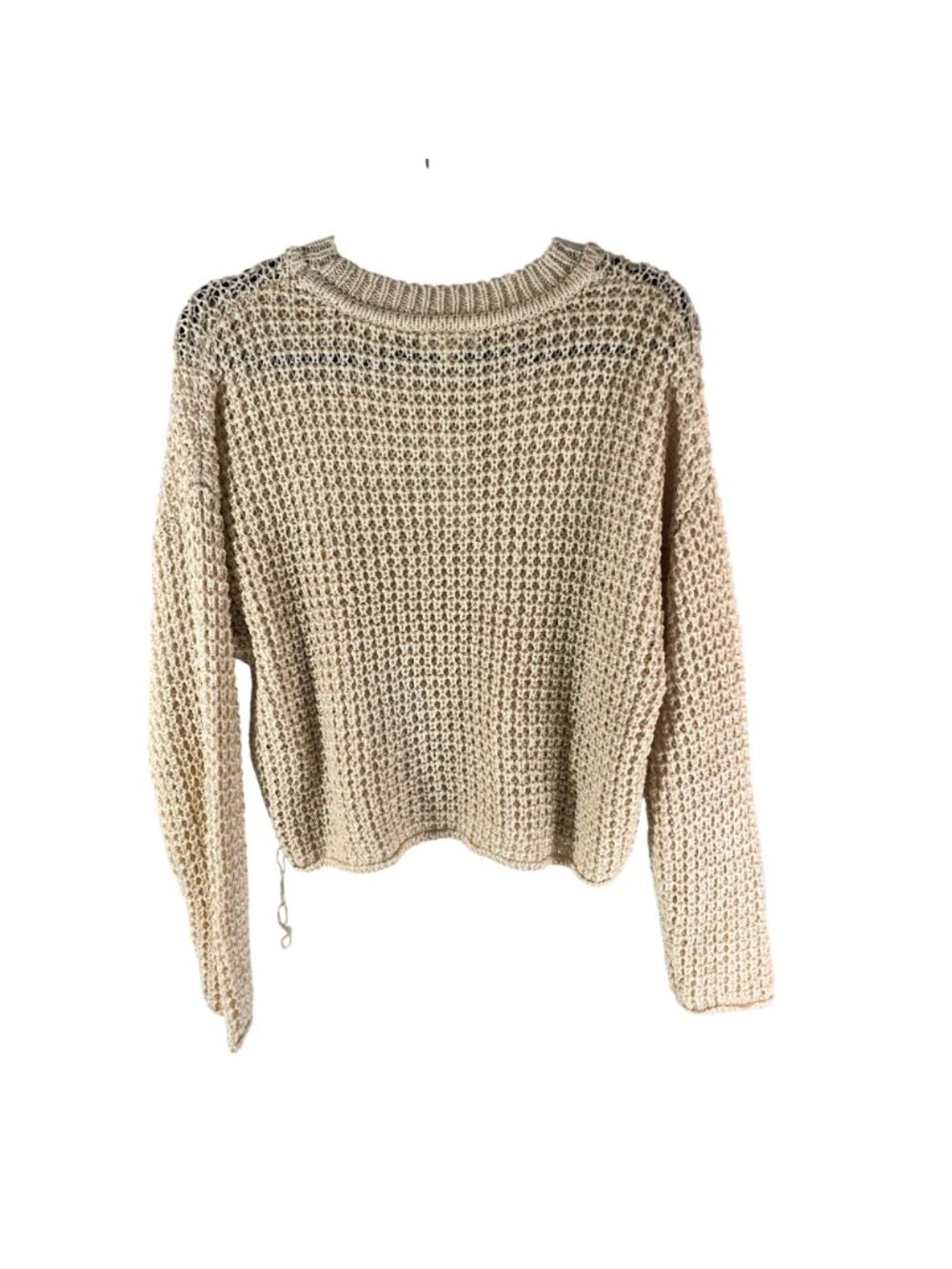 Blu Pepper Womens Sweater Open Knit Cropped Cover Up Festival Boho Beige M - Picture 3 of 6